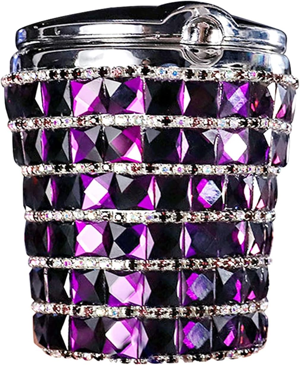Ashtrays Portable Car Ashtray with Light Crystal Diamond Led Car Ash Tray Ashtray Storage Cup Holder for Girls Woman Automotive Interior Accessories Cigarette Ashtray (Color : Purple)