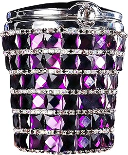 ReeSet Ashtray Portable Car Ashtray With Light Crystal Diamond Led Car Ash Tray Ashtray Storage Cup Holder For Girls Woman Automotive Interior Accessories Ash Trays (Color : Purple)