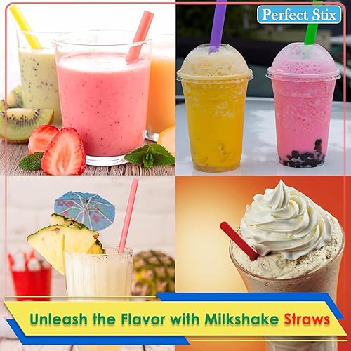 Miniatura 5 de Pajitas de batido jumbo de 210 quilates, de plástico desechable multicolor, grande de boca ancha, pajitas de té Boba (0.43 pulgadas de diámetro y 9