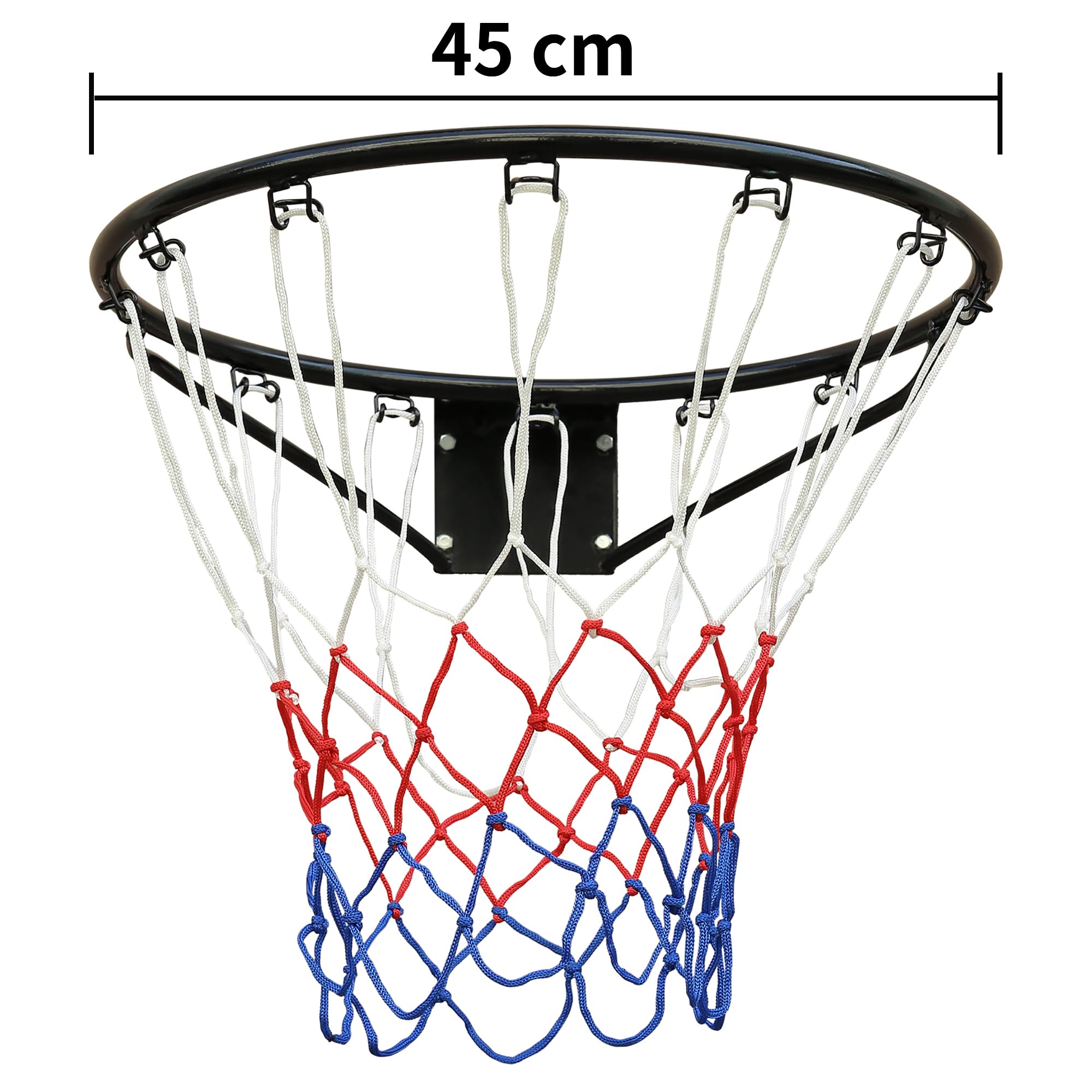 Aro de Baloncesto de Hierro con Red, para Pared, Negro, 45 cm