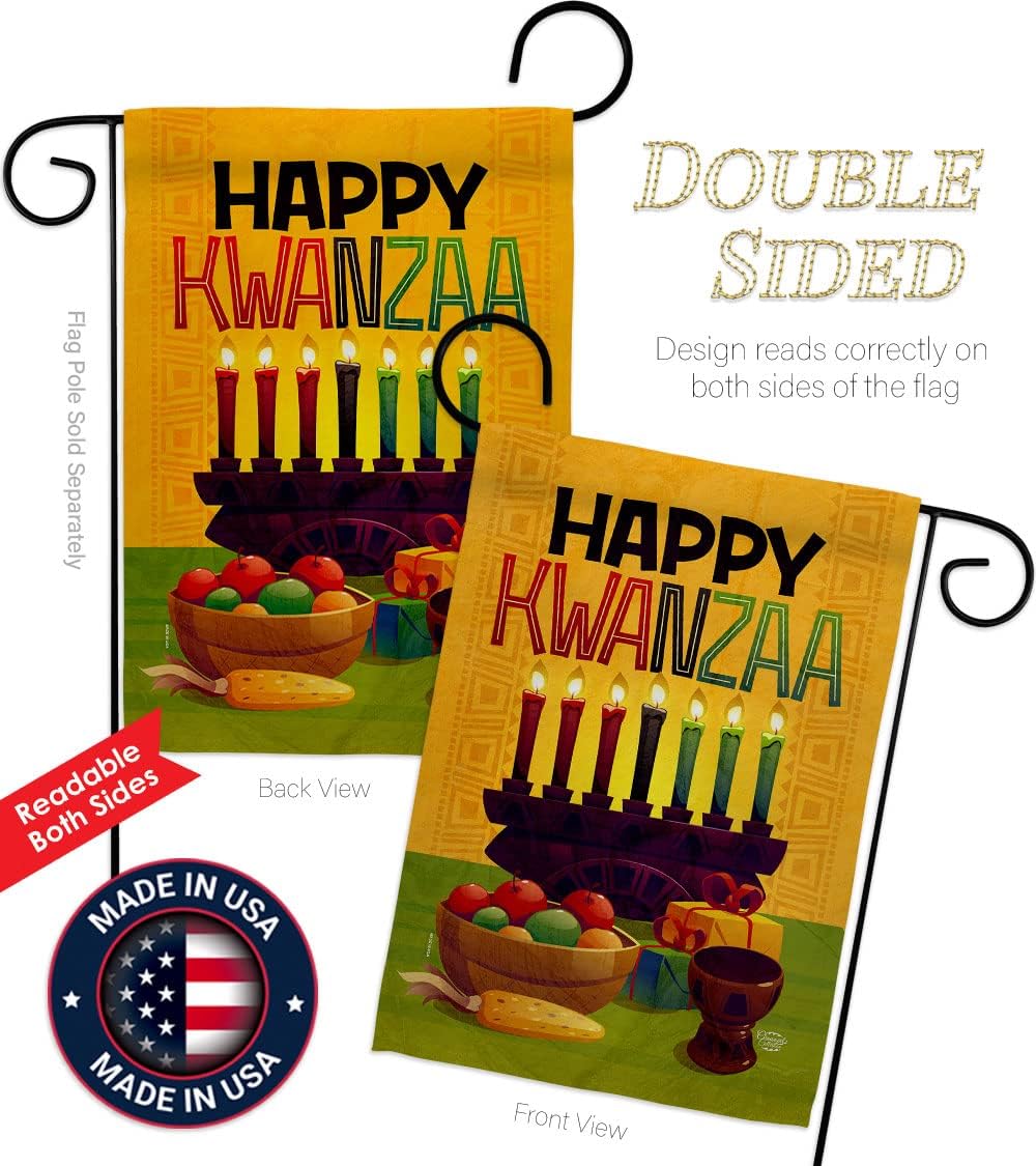 Harvest Kwanzaa Garden Flag Black History Kinara Candles Celebrates African Americans Heritage House Decoration Banner Small Yard Gift Double-Sided, Made in USA