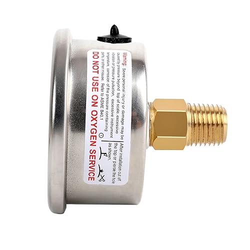 Miniatura 6 de Medidor de presión de vacío lleno de glicerina -30HG30PSI, 2-12 pulgadas de dial transparente, conexión trasera NPT de 14", caja de acero