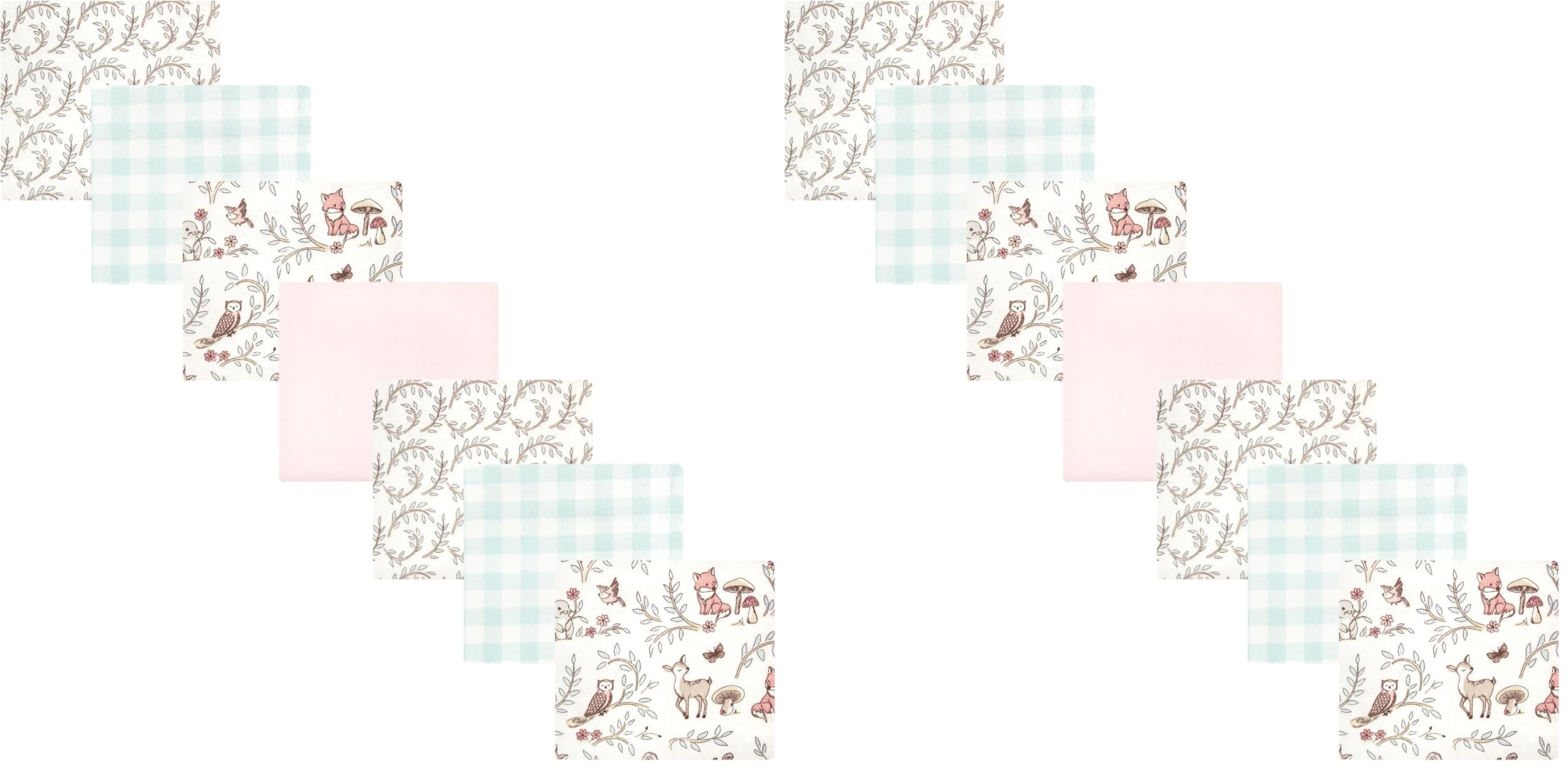 Hudson Baby Unisex Baby Cotton Flannel Receiving Blankets Bundle, Girl Woodland Pals, One Size (Pack of 2)