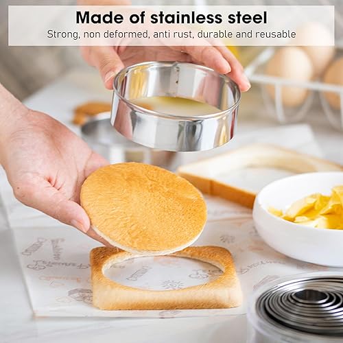 Miniatura 5 de 14 moldes para anillos de pastel para hornear, juegos de moldes de anillos de alimentos para cocinar anillos de acero inoxidable para tortas