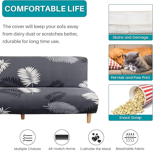 Vista 29 de Funda estampada para futón, fundas elásticas para sofá cama, tamaño matrimonial, individual, queen, sin brazos, fundas protectoras con parte Youmeng