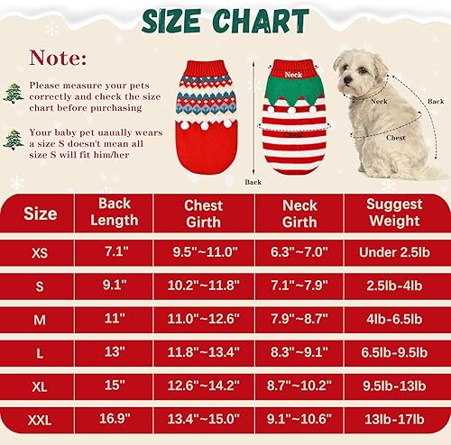 Miniatura 3 de 2 suéteres de Navidad para cachorros, gatos, cuello alto, ropa de punto de elfo, ropa cálida para perros, suéter para gatitos y cachorros, XS
