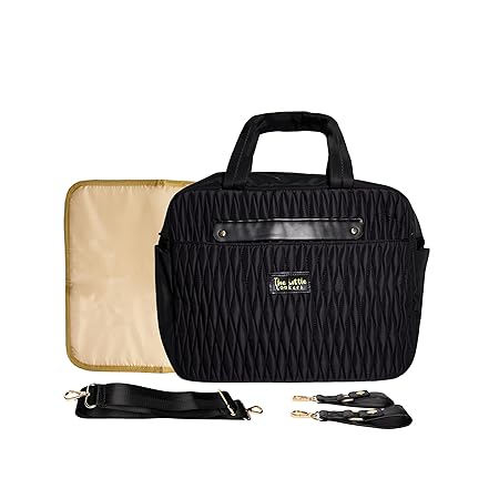 THE LITTLE LOOKERS Premium Quilted Baby Diaper Bag Waterproof Diaper Bag/Backpack for Mothers/Mom Perfect for Maternity Bag for Travel and Outdoor (Black)
