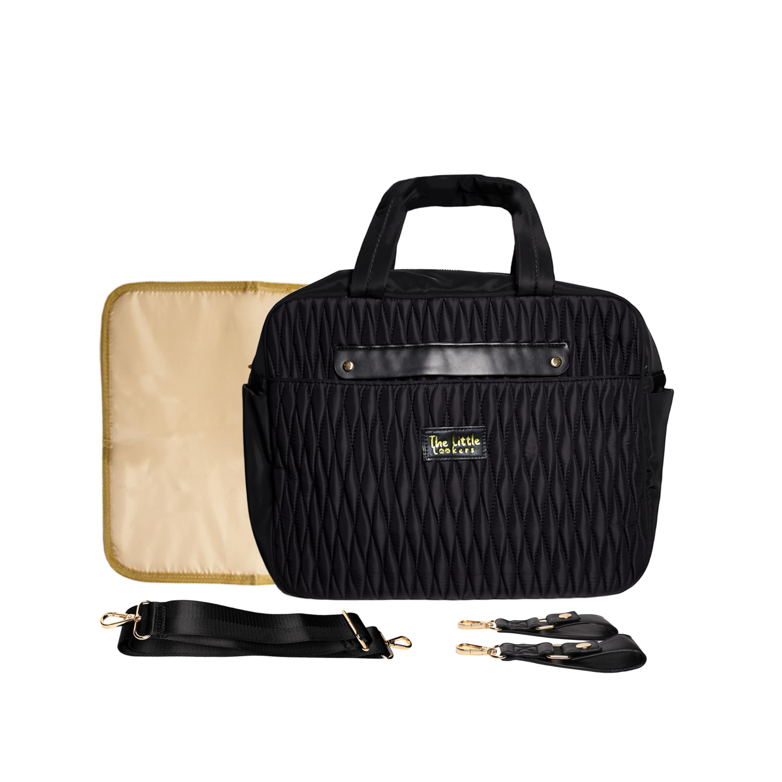 THE LITTLE LOOKERS Premium Quilted Baby Diaper Bag Waterproof Diaper Bag/Backpack for Mothers/Mom Perfect for Maternity Bag for Travel and Outdoor (Black)-image-31