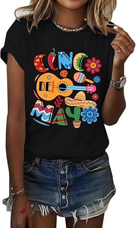 Cinco De Mayo T Shirt Women Lets Fiesta Squad Shirts 5 De Mayo T-Shirt Mexican Graphic Tees Tops