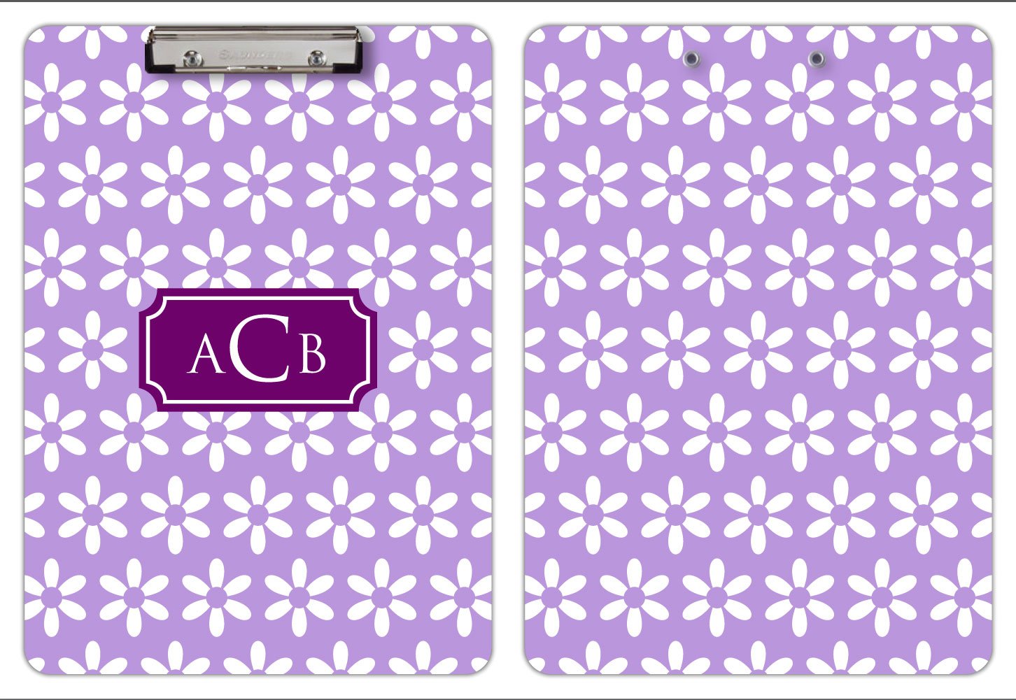 Personalized Flowers Printed Dry Erase Clipboard, Lavender