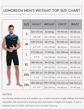 Lemorecn Wetsuit Top Men Women, 3mm Sleeveless Neoprene Wet Suit Jacket