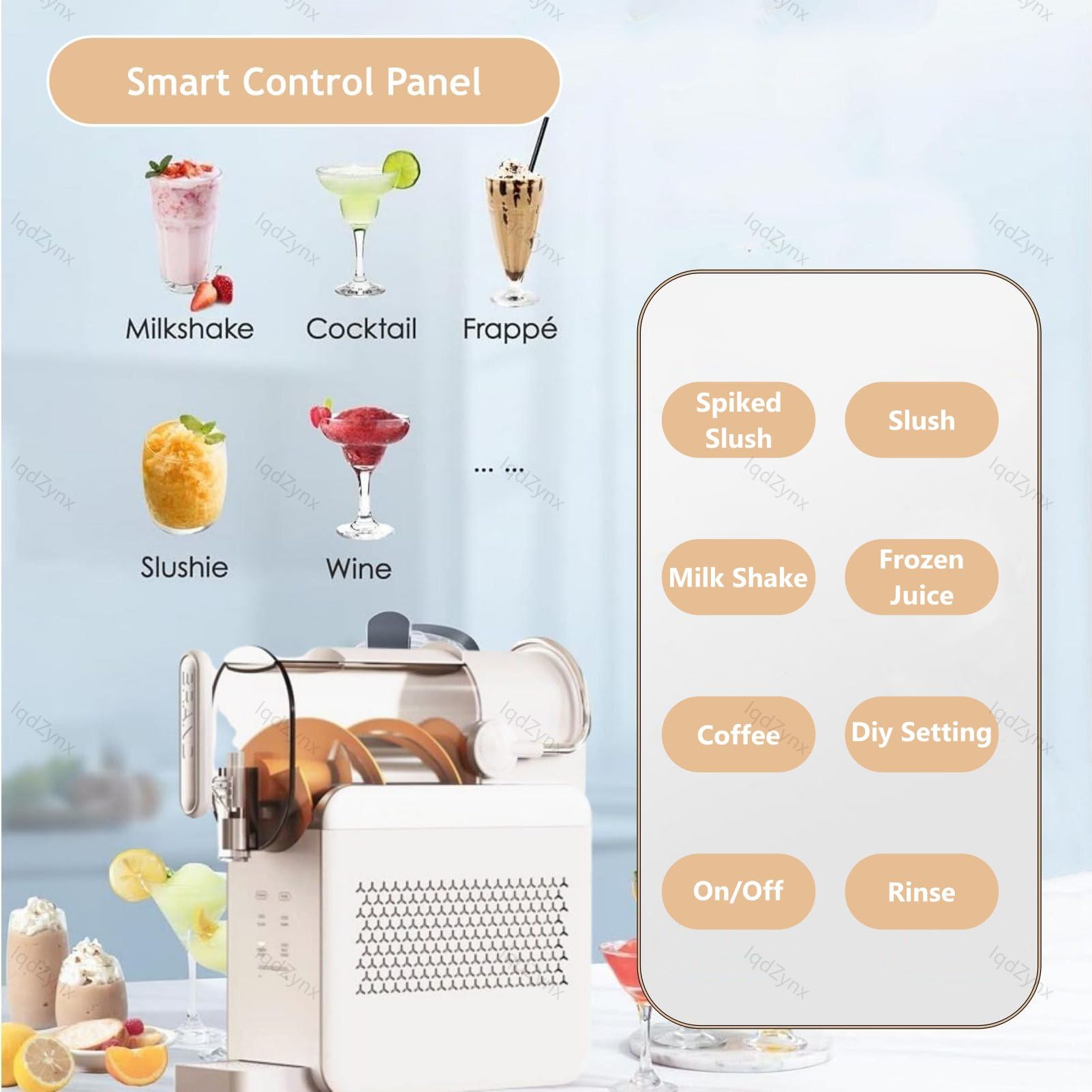 Machine à Granita pour la Maison : sans Glace, 5 programmes prédéfinis, écran LED, Nettoyage Automatique. Idéale pour Margaritas, Smoothies et Milkshakes. Black
