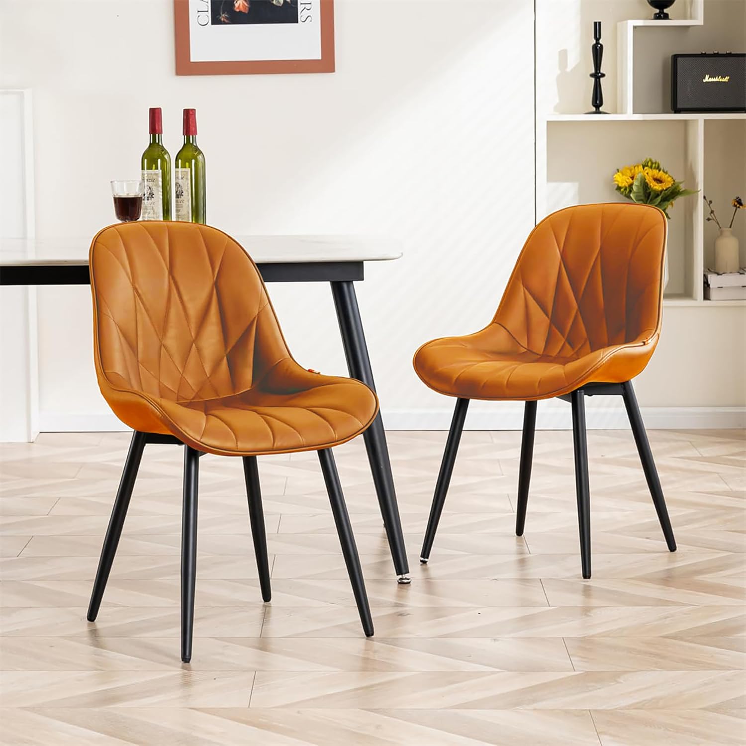 Rowill Dining Chairs, Faux Leather Dinner Chairs for Kitchen，Dining Room，Modern Dining Room Chair with Comfortable Upholstered