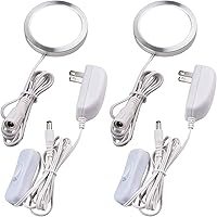 Vista 1 de Single Under Cabinet Puck Light, Collection Display Cases Bookshelf Counter LED Lighting, 120V Electric Wired Wall Plug in, On Off Switch, White 2