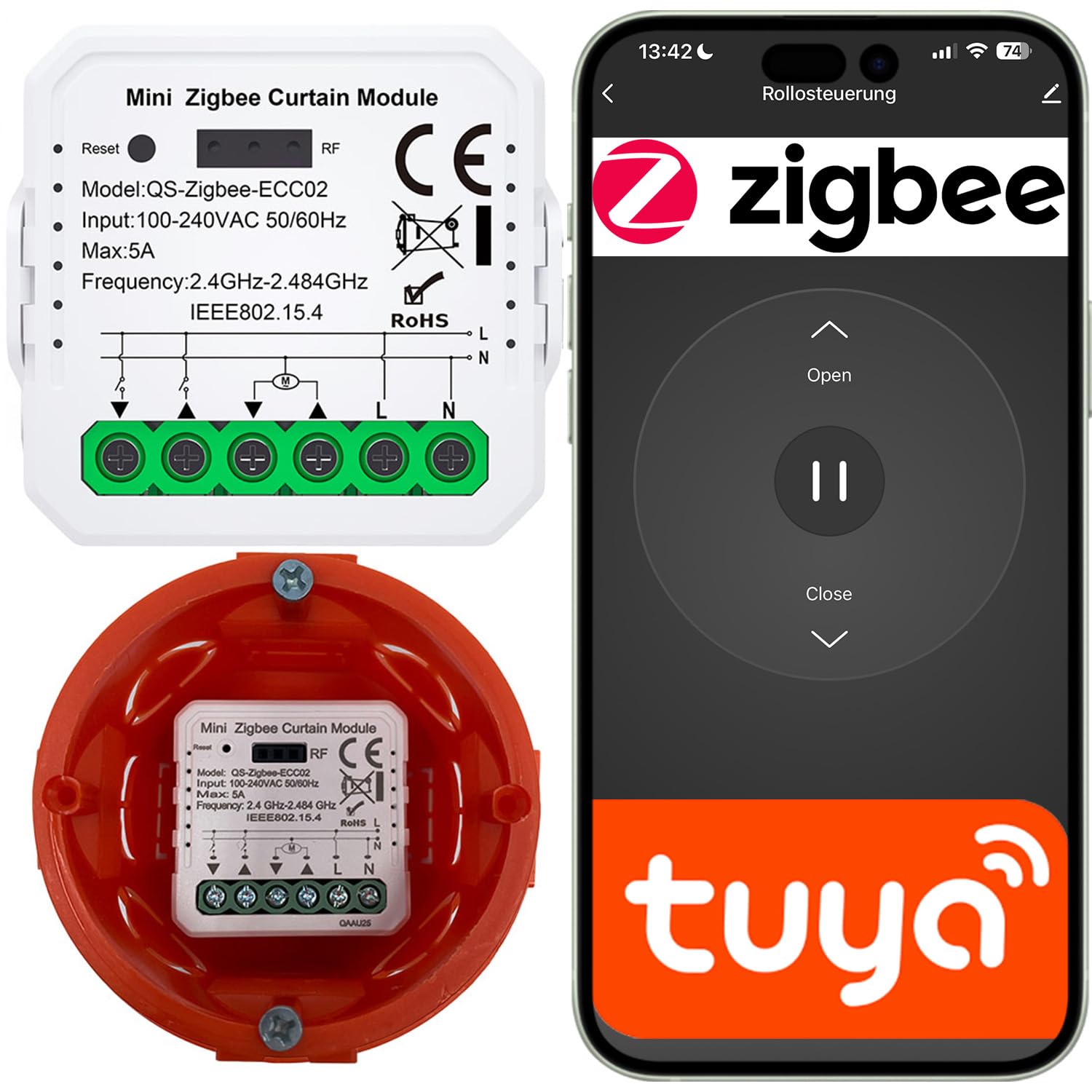 Sone Smart One ZigBee Schalter Aufputz - 2-fach Taster Mit 6 Szenen