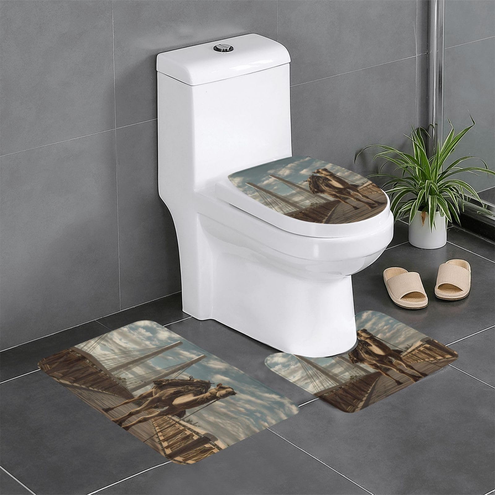 Tapis de bain antidérapants WHJDPP rectangulaire U O 61x40 cm couleur camel