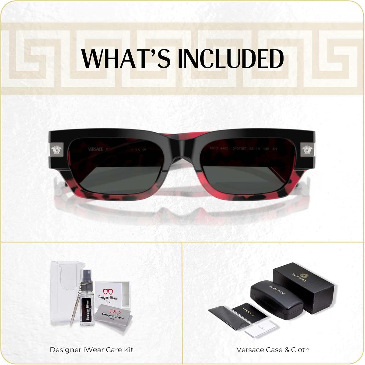 Versace VE4465 Rectangular Sunglasses for Men +BUNDLE with ACCESSORY EYEWEAR KIT - Image 2