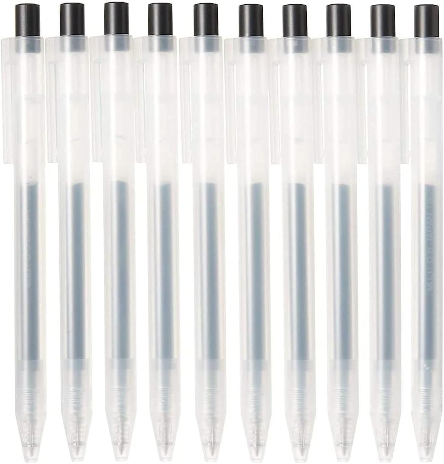 Muji 0.5 mm Retractable Black Ballpoint Gel Pens - 10 Pack Smooth Writing Pens for Journaling & Note Taking, Fine Point No Smudge & Bleed Quick Drying Comfortable Gel Ink Pens for Office