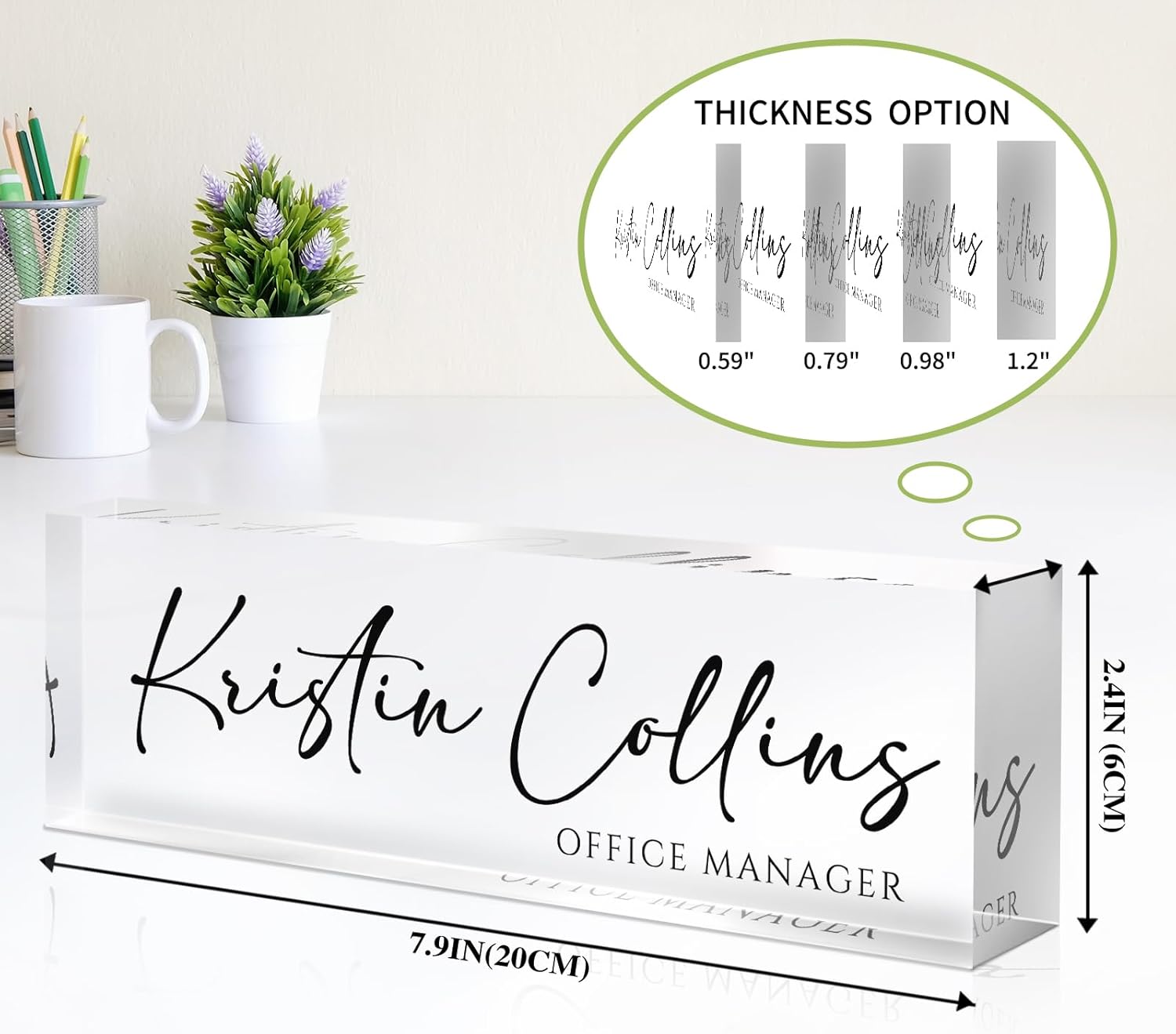 Custom Name Plate for Desk, Personalized Desk Name Plate on Clear Acrylic Glass, Appreciation Gifts for Teacher Employee Boss Coworkers Nurse, Office Desktop Accessories For Women Men (Ink) - Image 6