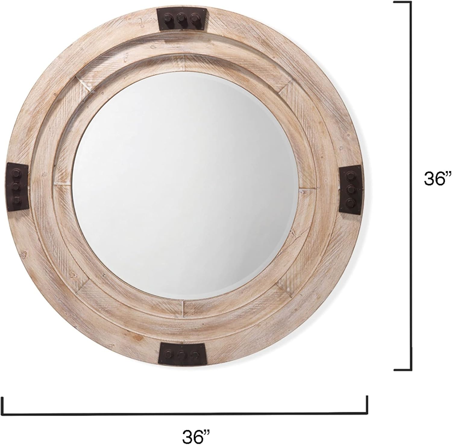 Overstock J&D Designs Foreman Transitional Wood Simple Mirror in White Washed Finish