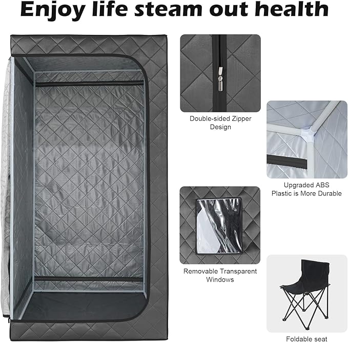 Sauna Portátil Vapor 1500W 4L Control Remoto Silla Plegable miniatura 9