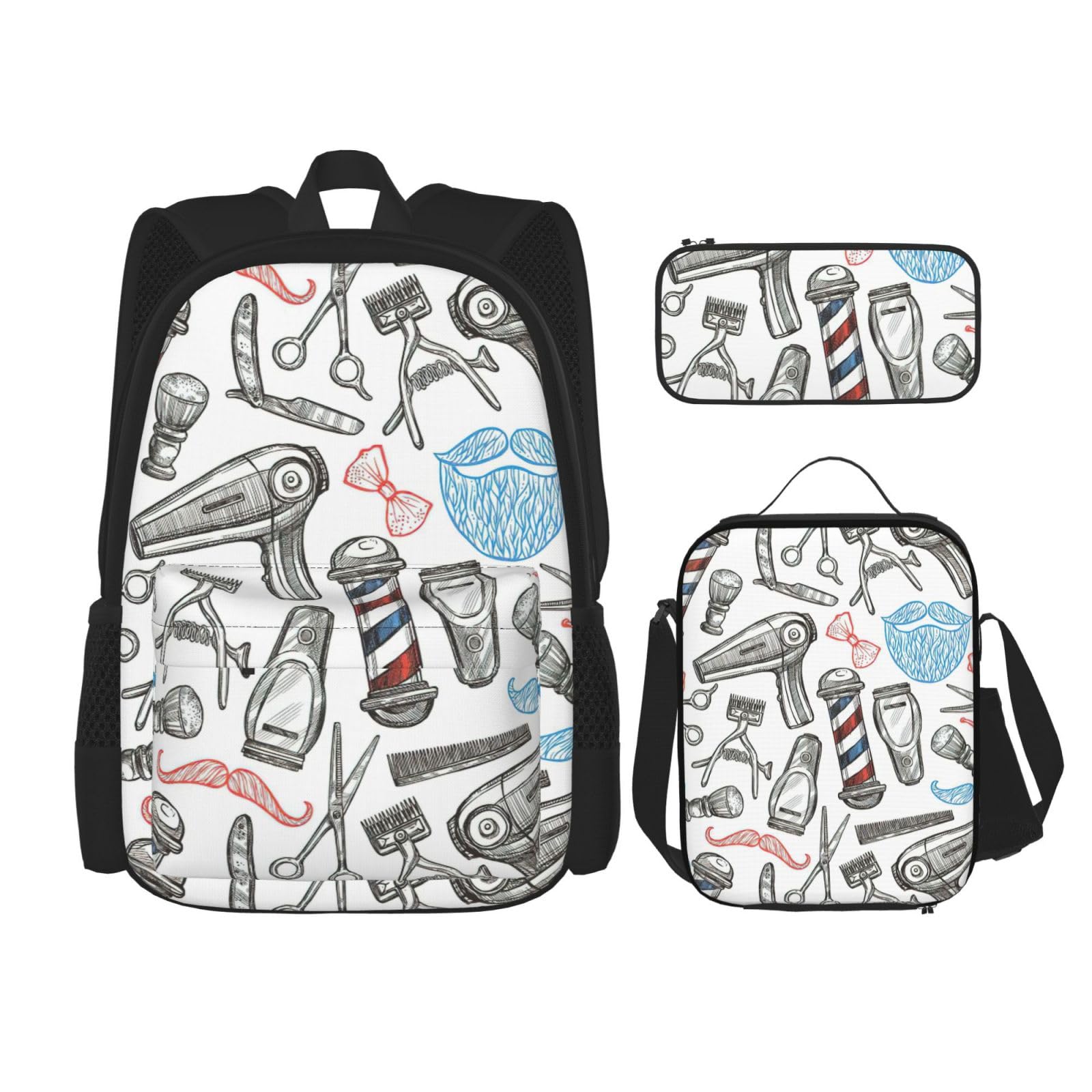 Zaino, borsa portapranzo, astuccio, set da 3 pezzi, per lavoro e