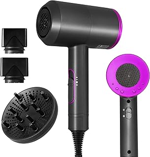 Ionic Hair Dryer, Seniny 1800W Professional Hair Blow Dryer with 2 Nozzles &1 Diffuser, Negative Ion Technology Powerful A...