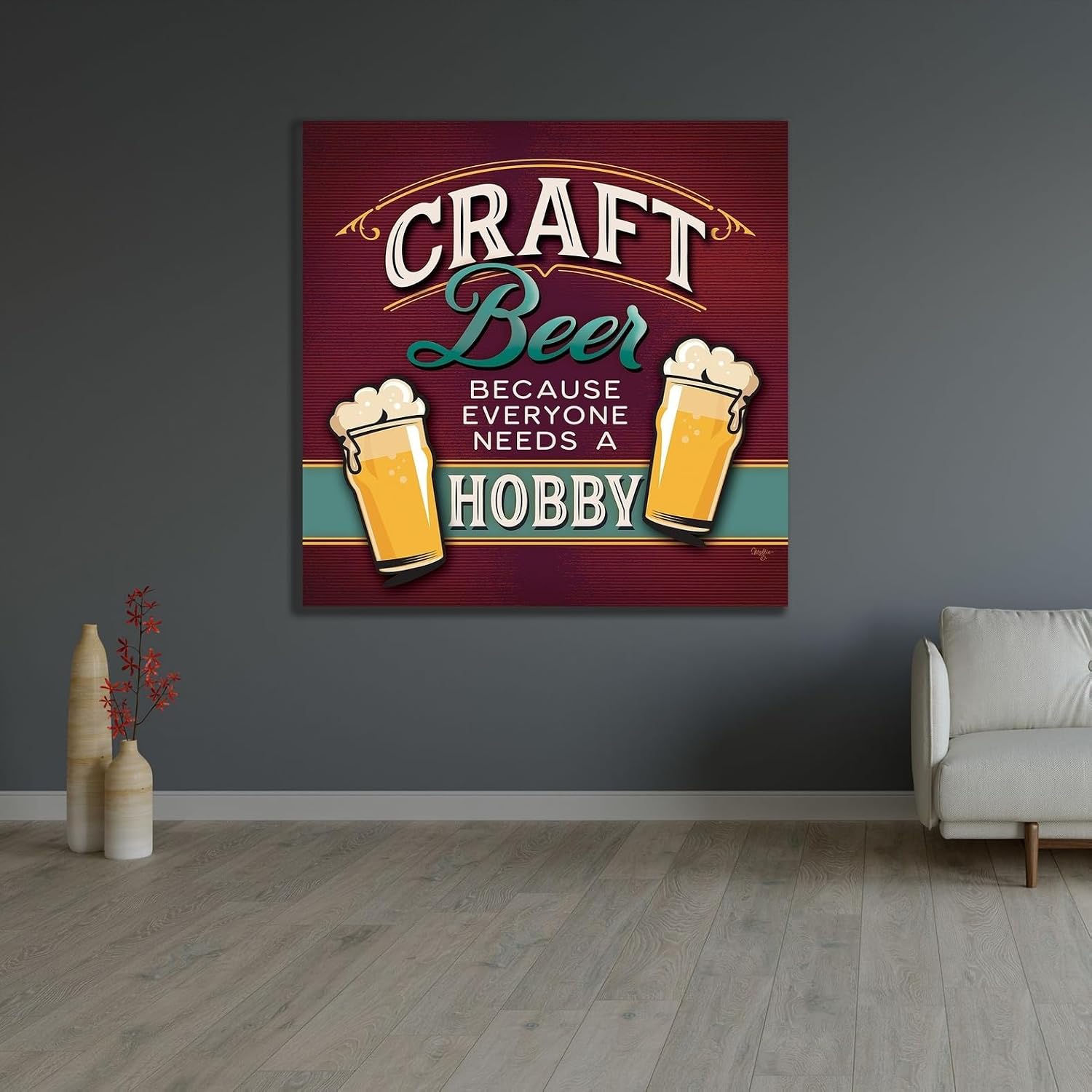ArtDirect Because Everyone Needs a Hobby Unframed Art Print Giclee Poster by Mollie B. - Ready for Framing with Customization Sizes 8x8, 11x11, 16x16, 24x24, 36x36, and 48x48 Inches