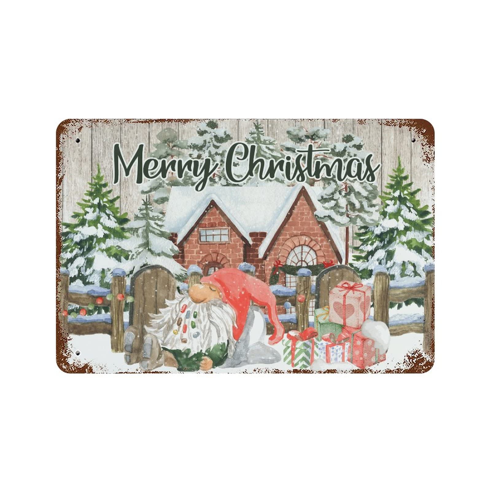 Merry Christmas Farm panneau métal aluminium décoration maison vintage 30x45
