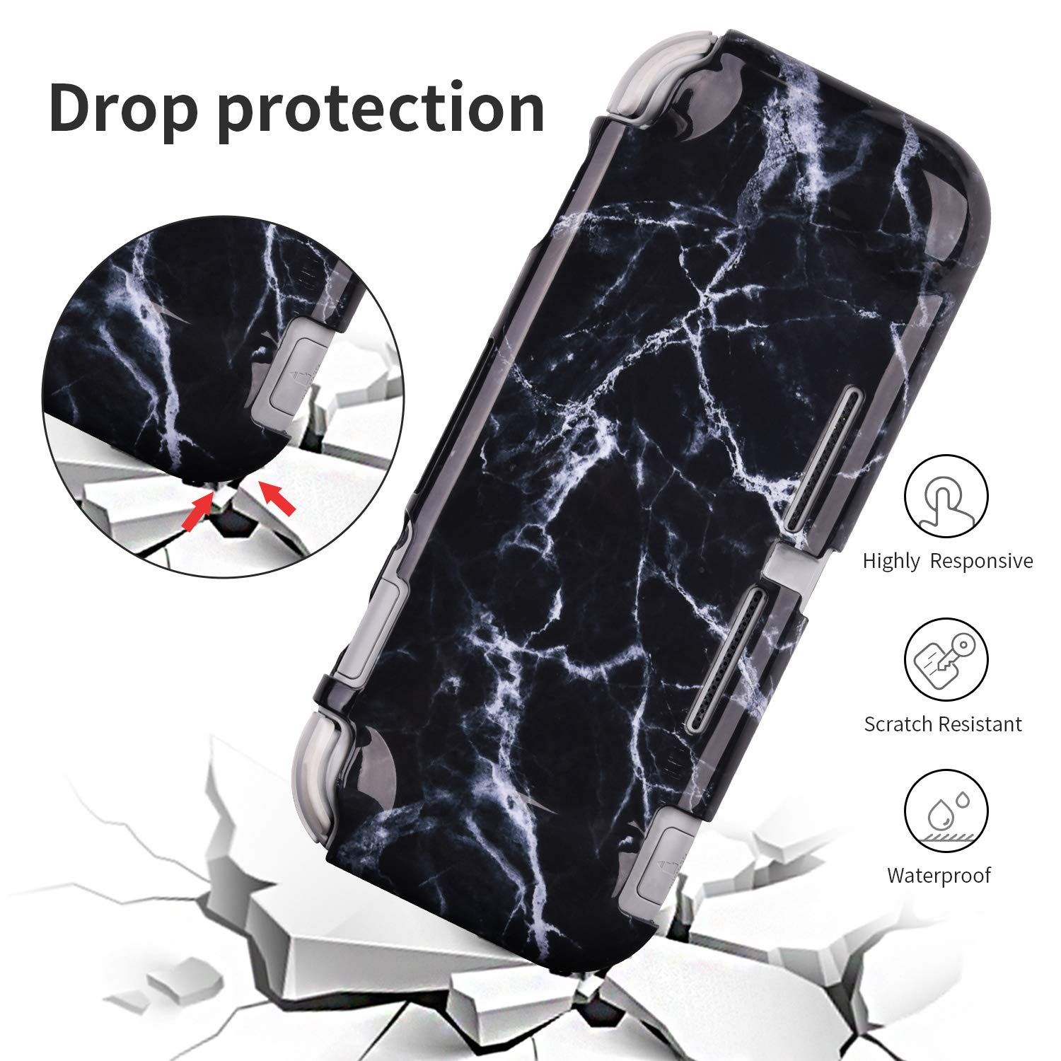 CAGOS Protective Case Compatible with Nintendo Switch Lite, Hard Shell TPU Grip Skin Case Cover Shock-Absorption and Anti-Scratch Non-Slip Travel Case Nintendo Switch Lite Accessories