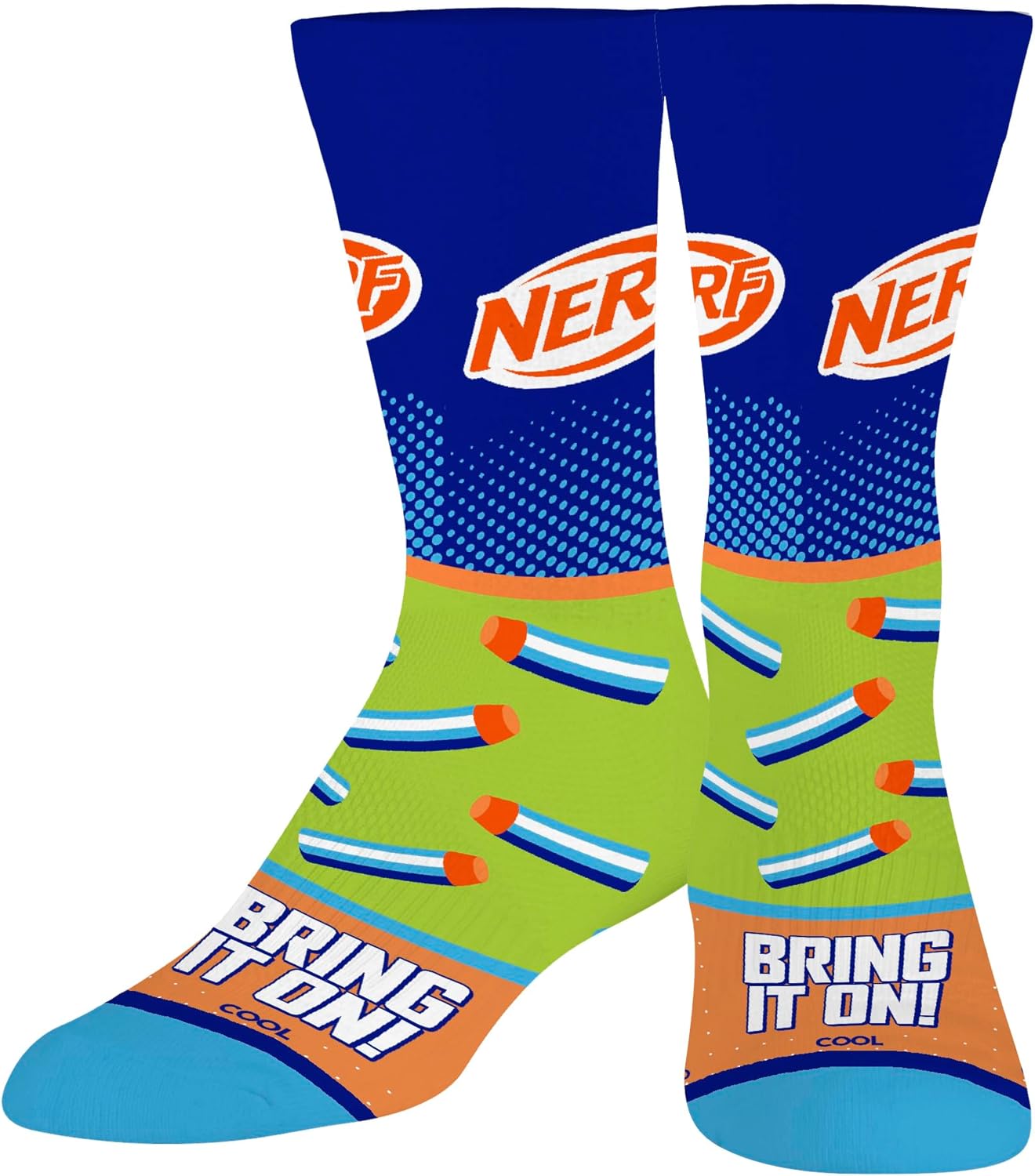 Cool Socks, Men's Funny Graphic Novelty Sock, Nerf Darts Print, Adult Large - Image 2