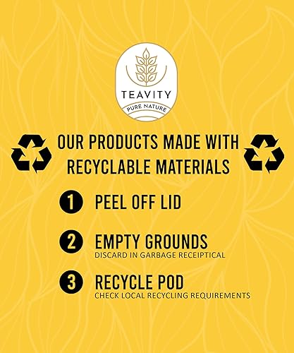 Miniatura 6 de Teavity - Cápsulas de té orgánico de yerba mate para Keurig, verde, yerba mate sin ahumar (12 cápsulas de té)