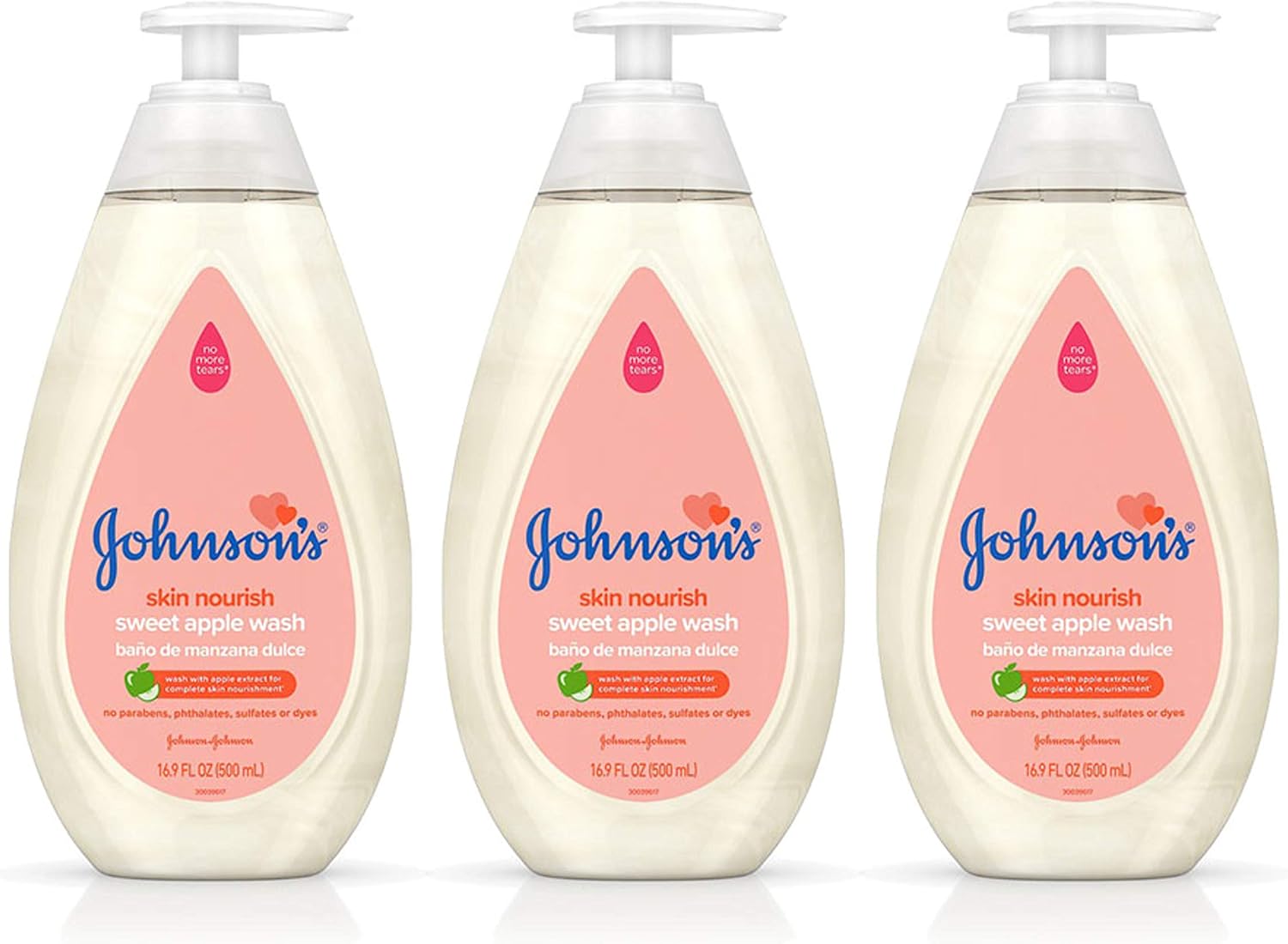 Johnson's Skin Nourishing Baby Wash With Apple Extract, Hypoallergenic & Tear Free Baby Wash, 16.9 fl. oz