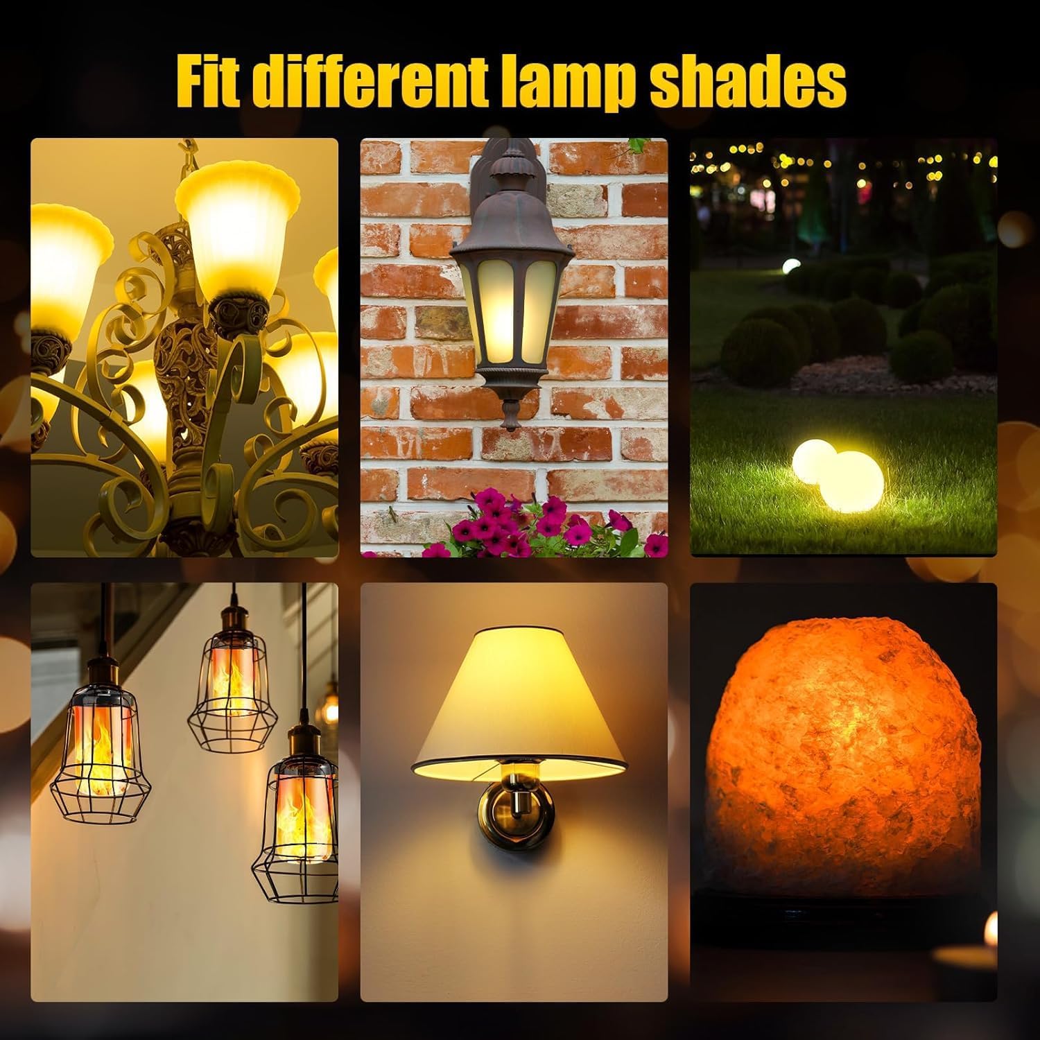 eclissia Flame Effect Light Bulb, Flicker Lighting Feature,4 Modes Flickering Bulbs with Upside Down Effect,Flame Bulb Halloween Christmas & Diwali Party. 4