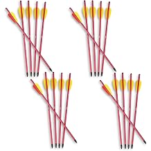 KingsArchery 4 Packs of 17" 6-Piece Long Arrows Set in Metallic Red 24 Arrows Total