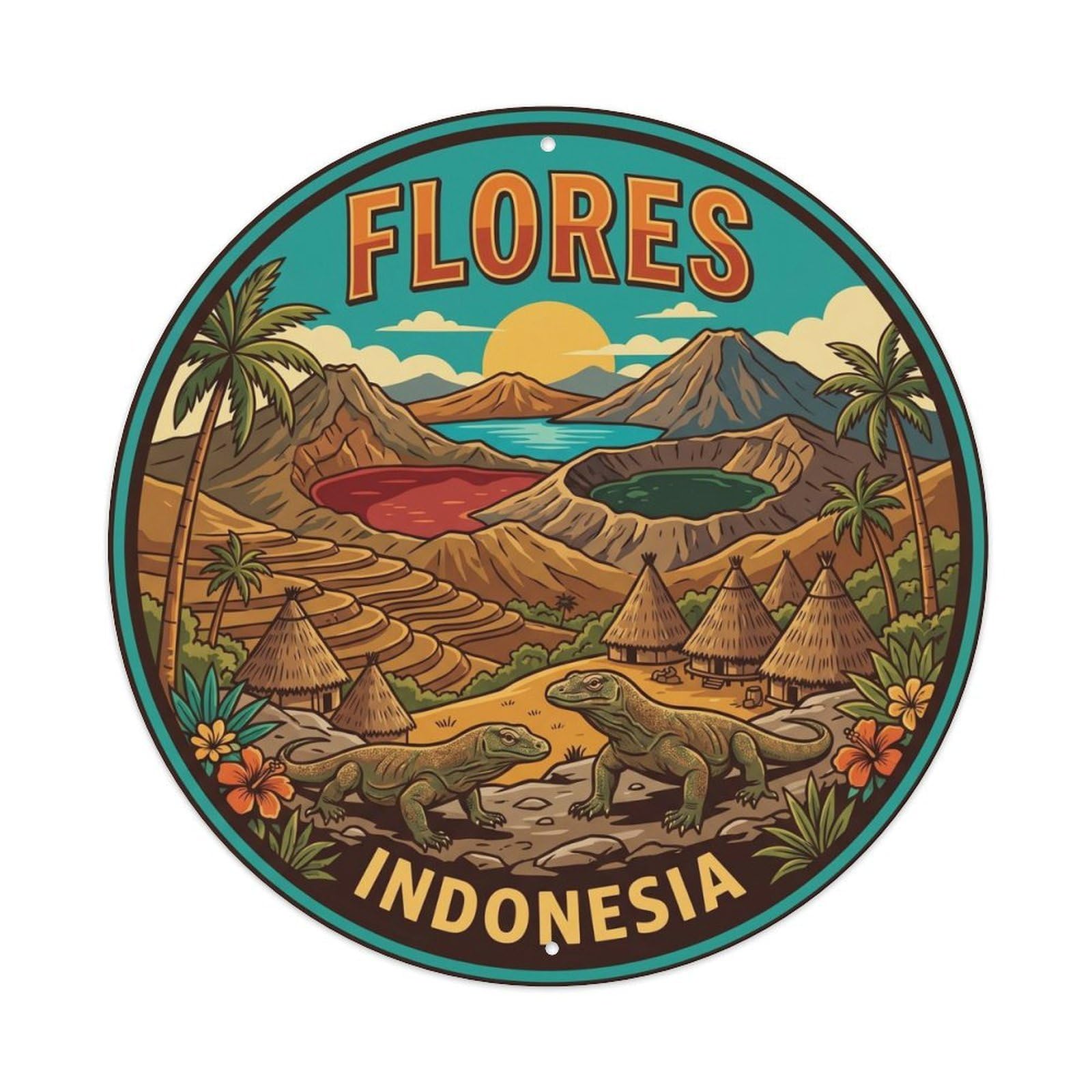 Flores Indonesia City Landmark Travel Retro Metal Tin Sign
