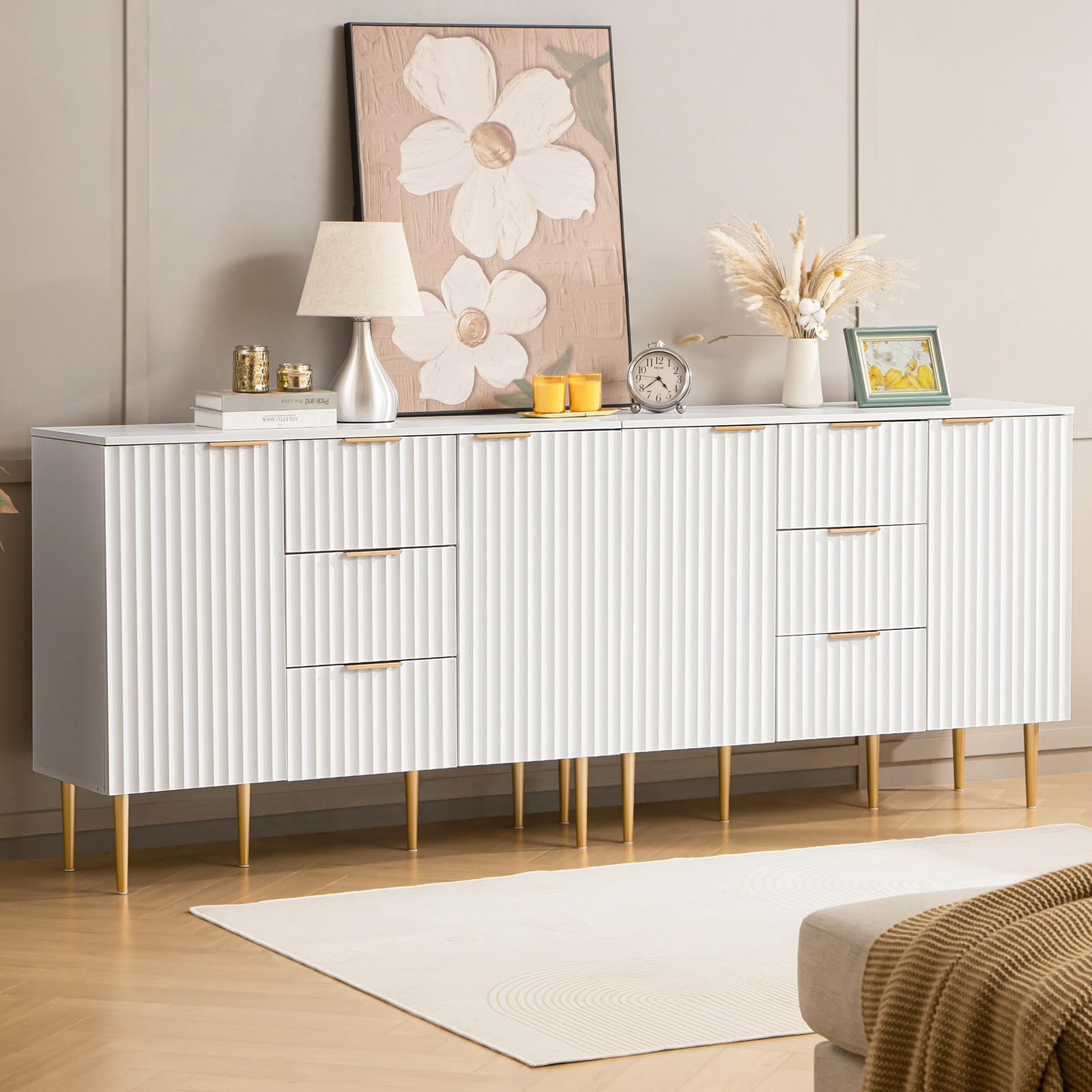 SICOTAS Buffet Sideboard Fluted Storage Cabinet with Doors and Shelves, 86 Inch White Buffet Cabinet with 3 Drawers, Large Coffee Bar Kitchen Accent Cabinet Credenza for Living Room (2 Piece)The Forest Stewardship Council