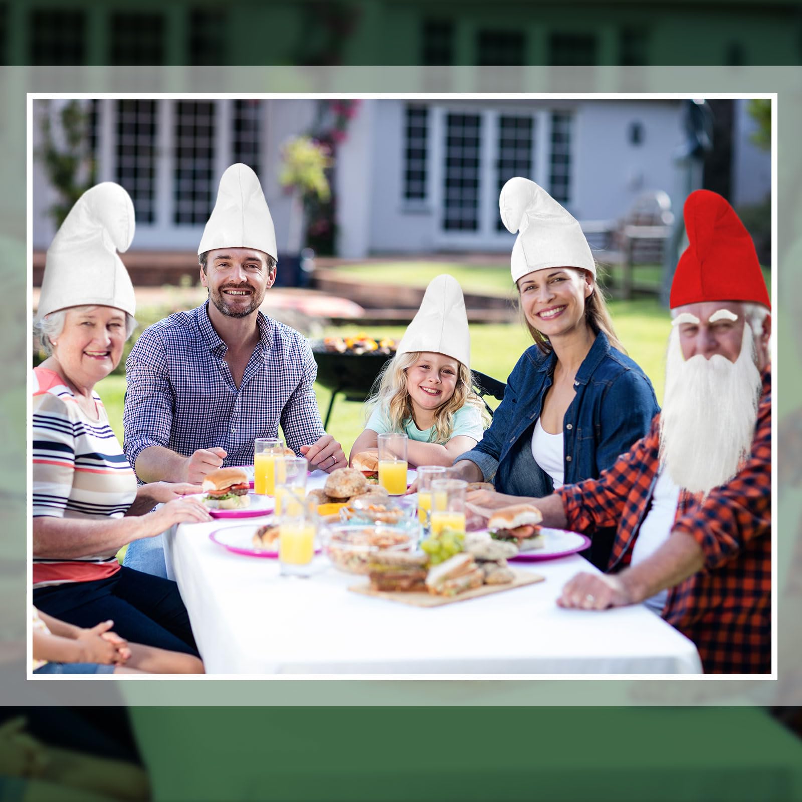 Jadive Zwergenmützen mit Bart und Augenbrauen Elfenhut Zwergen Zipfelmützen Gnome Mütze Wichtelmütze Lustiges Gruppen Kostüm für Karneval Halloween Weihnachten