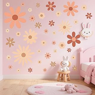 Daisy Floral Wall Stickers,Self-Adhesive Wall Decals,Accessories for Girls\' Bedrooms Nursery Living Room Kids\' Rooms