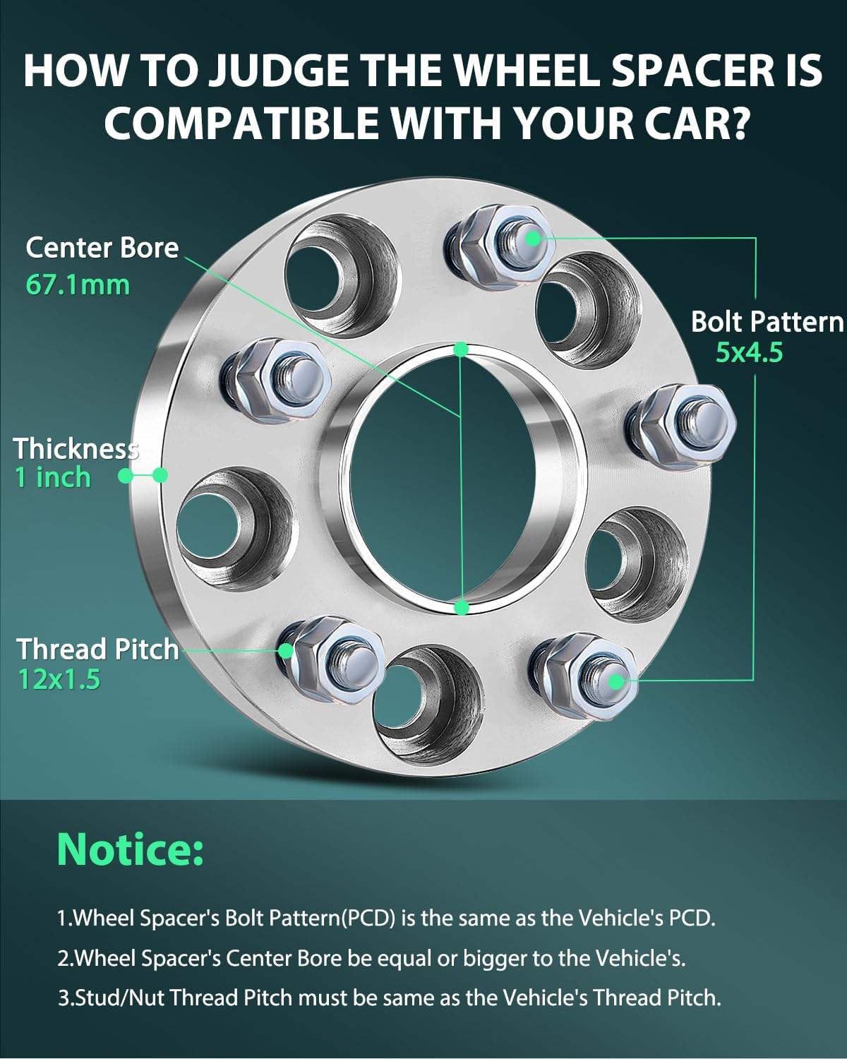 SCITOO 4X 1 inch 5x114.3 to 5x114.3 Hubcentric Wheel Spacers 5x4.5 5 Lug fits for 6 RX8 MX5 Wheel Spacers for CX7 Wheel Spacers for MX6 for Tacoma Wheel Spacers