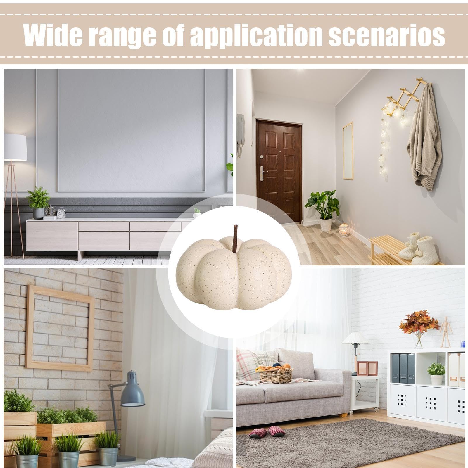 One Holiday Way Lot De 2 Citrouilles Décoratives élégantes En Céramique Tricotée Blanche Avec Tiges Brunes – Dessus De Table, Bureau, Cheminée – Décoration D'intérieur Rustique