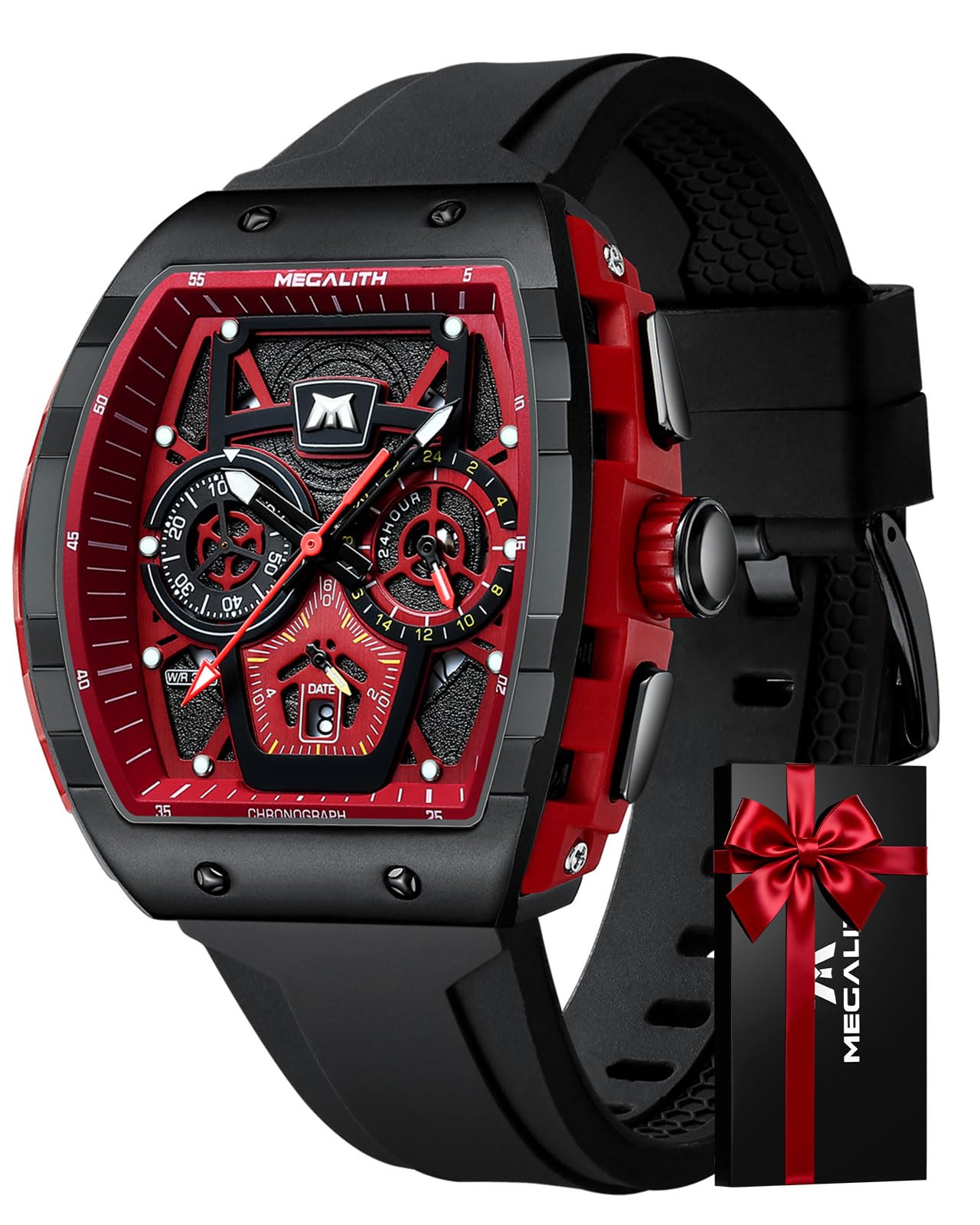 Mens Watches Sports Chronograph Waterproof Wrist Watch Men Analogue Quartz Watches Rubber with Date Luminous, Fashion Sports Watches Military Gift for Men