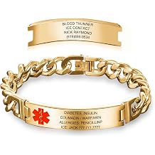 Medical Alert Bracelets for Men Women Custom Medical ID Bracelet with Free Engraving Emergency Medical Alert Bracelets Wristband