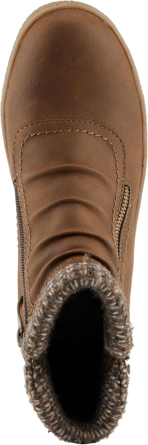 Spring Step Relife Cleora Women's Water - Resistant Synthetic Leather Ankle Booties with Dual Full - Length Zippers, Faux Shearling Lined