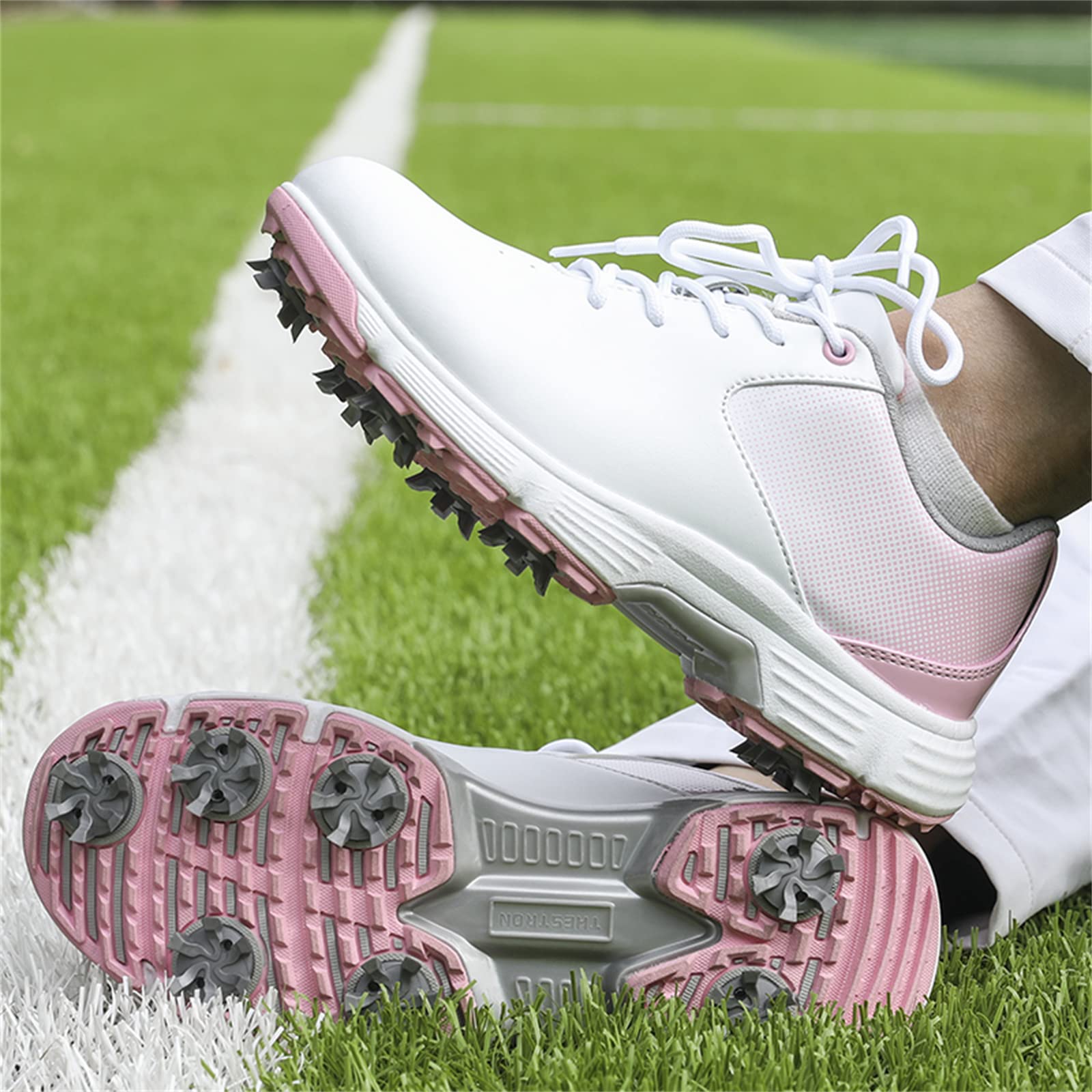 Scarpe da Golf Impermeabili da Donna Scarpe da Ginnastica Larghe A Spillo in Morbida Pelle Comode