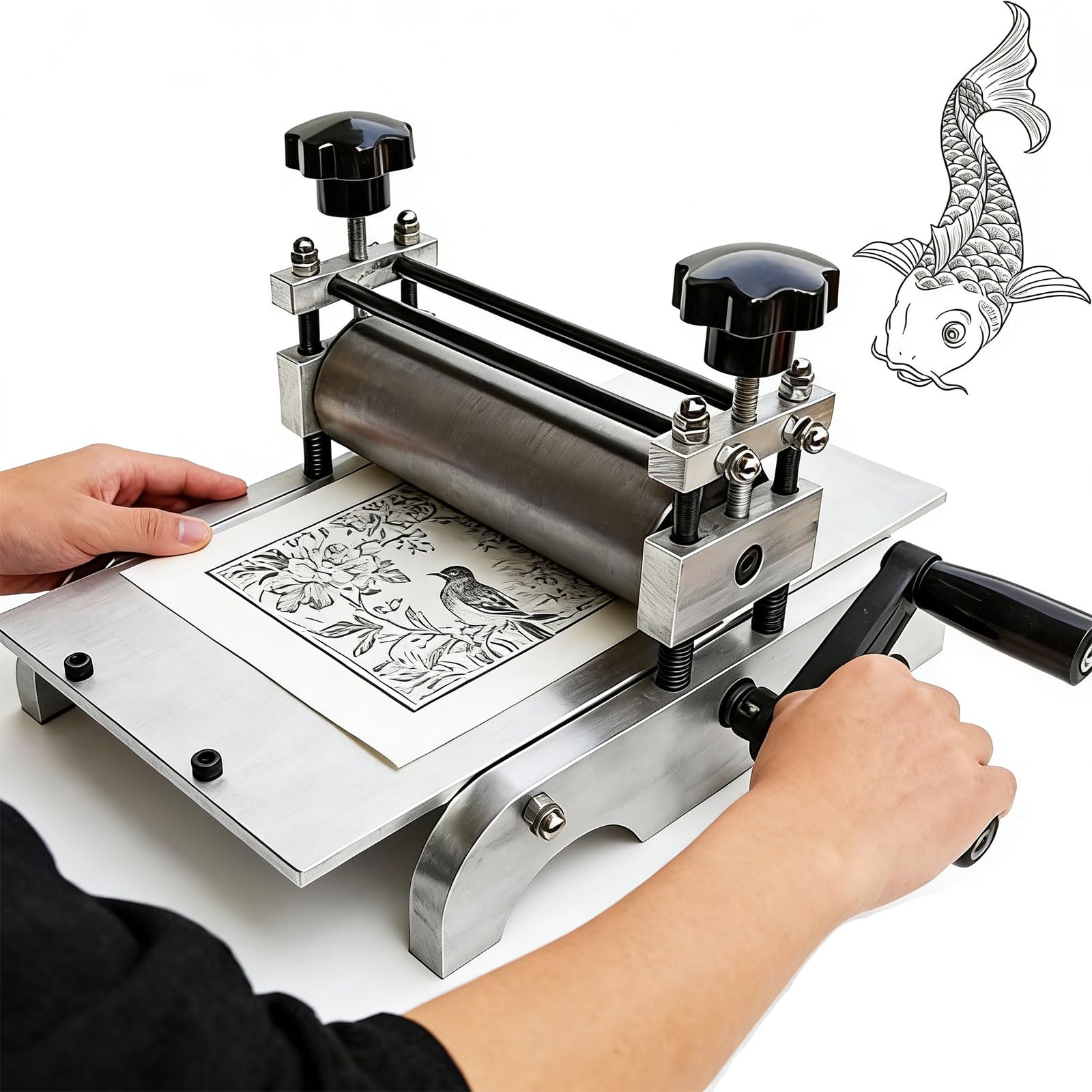 Macchina da stampa manuale per incisione, resistente pressa da stampa regolabile in altezza per Linocut, blocchi di legno, piastra di rame e artigianato artistico