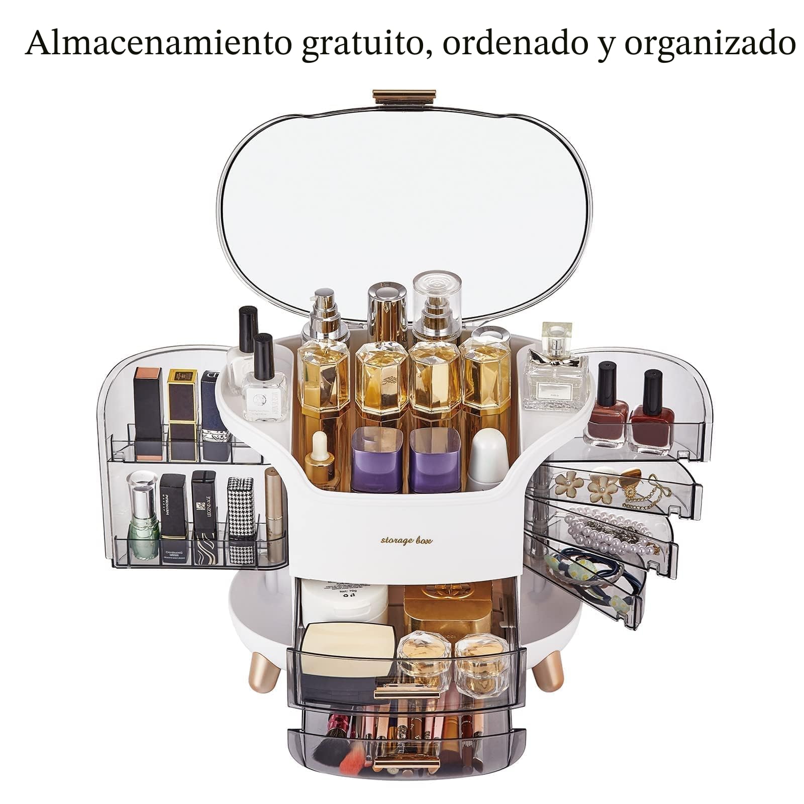 Caja Organizador Maquillaje Makeup Skincare Organizer con Cajones Gran Capacidad Transparente