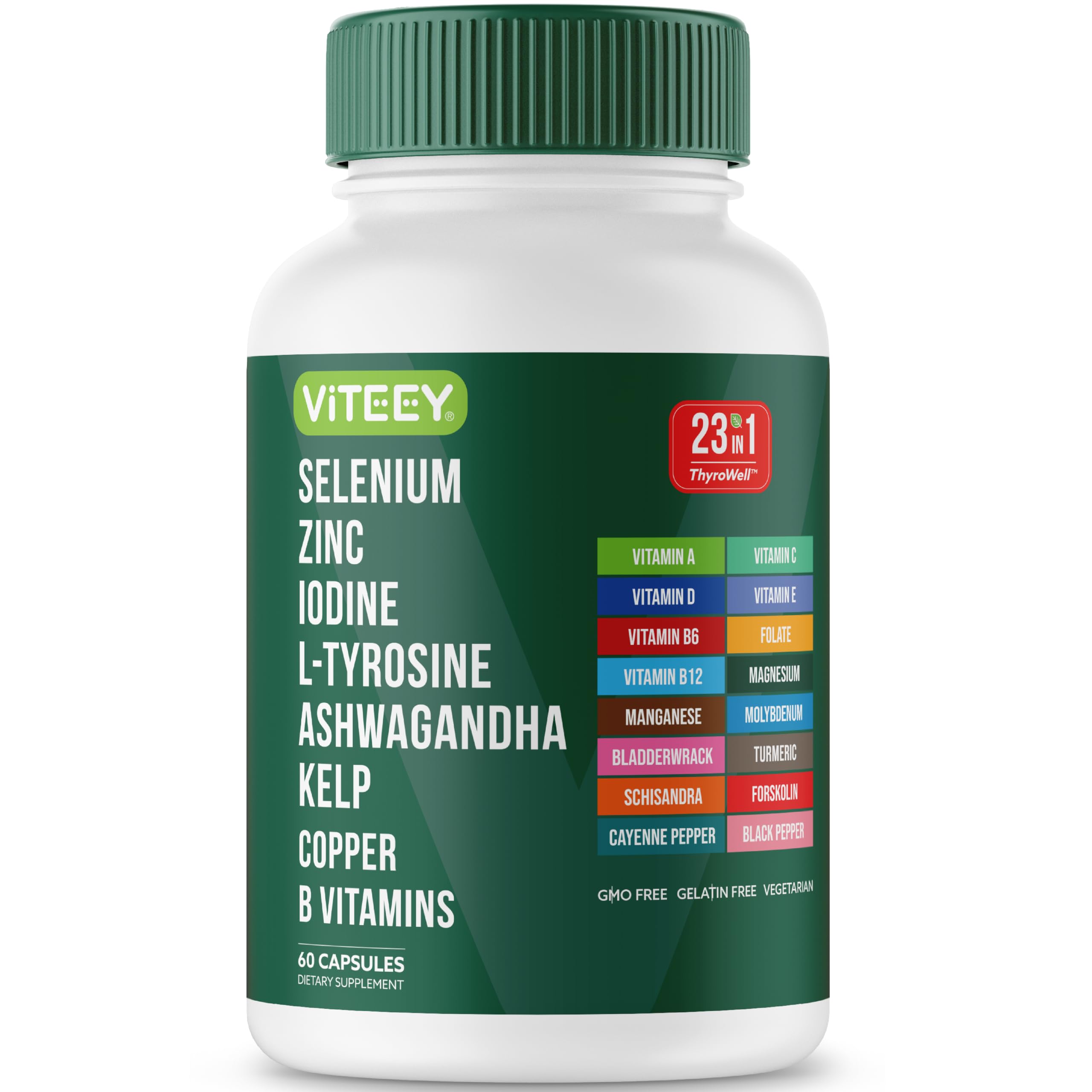 Viteey Thyroid Support Supplement for Women & Men – 23in1 ThyroWell Blend