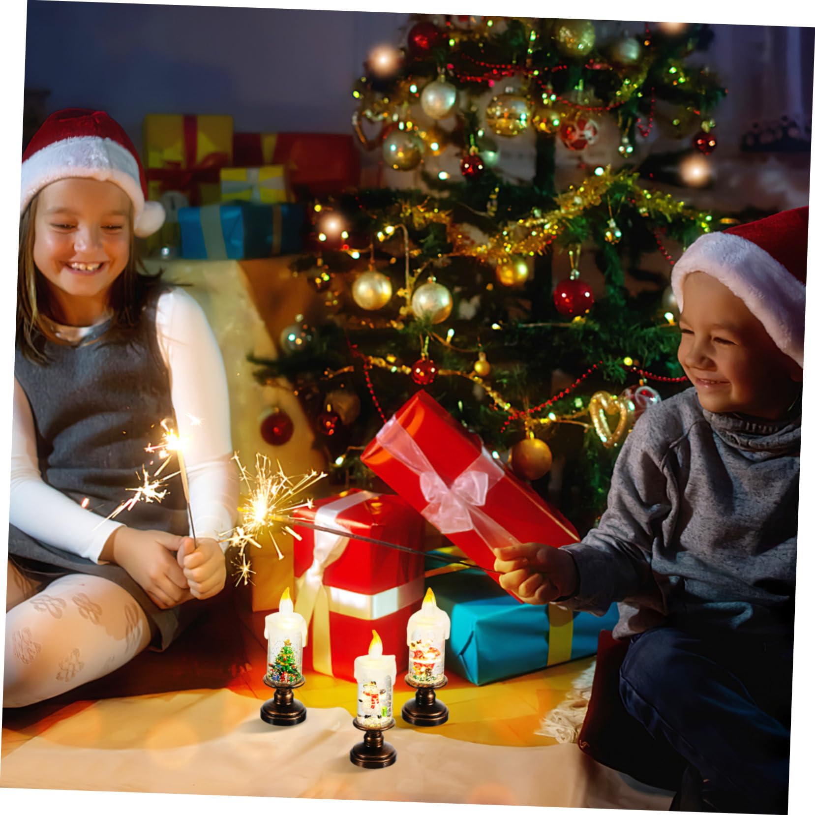 Toyvian 3 Szt. Częściowy Świątecznych Świec LED bez Płomienia Śnieżnej Oświetlenie Dekoracyjne Energooszczędne Lampy Okno Bezpieczne i Rodzinne Dekoracje Boże Narodzenie