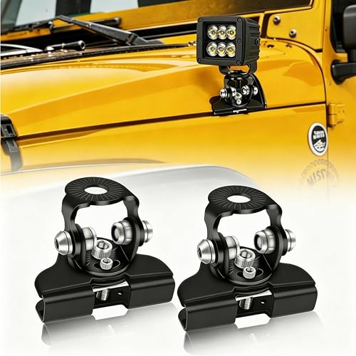 YCHOW-TECH Ditch Light Brackets LED Hood Mounts, Hood Clamp Lights Mounts